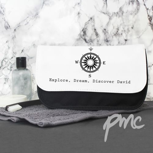 Personalised Male Compass Men's Wash Bag