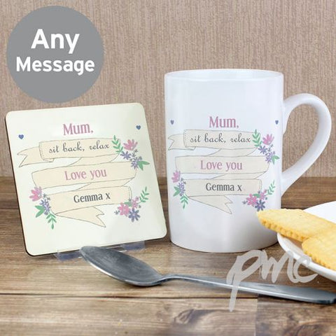 Personalised Garden Bloom Mug & Coaster Set