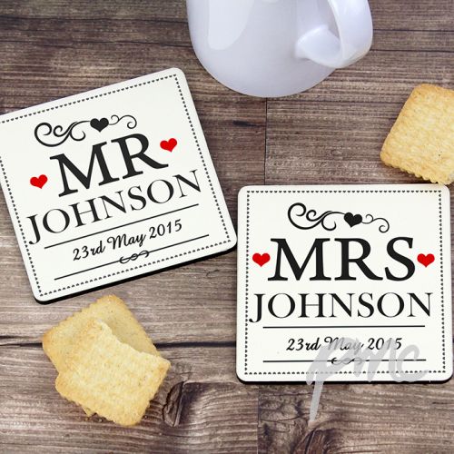 Personalised Mr & Mrs Coaster Set