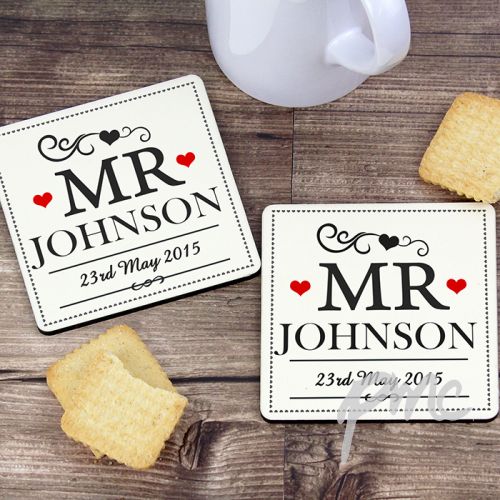 Personalised Mr & Mr Coaster Set