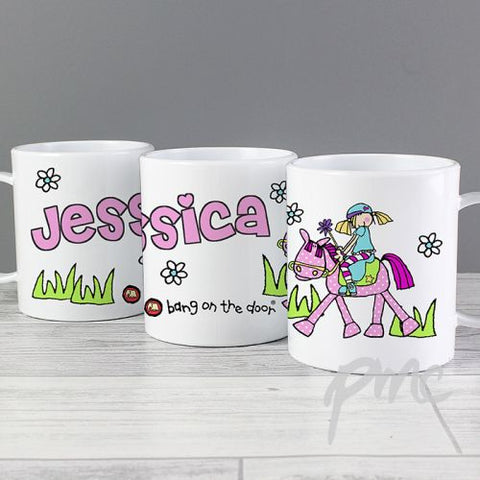 Personalised Bang on the Door Pony Girl Plastic Cup