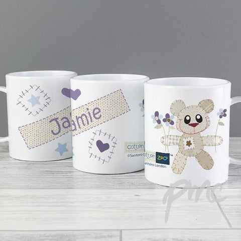 Personalised Cotton Zoo Tweed the Bear Boys Plastic Cup