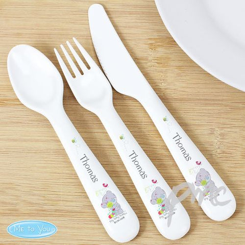 Personalised Tiny Tatty Teddy Cuddle Bug 3 Piece Plastic Cutlery Set
