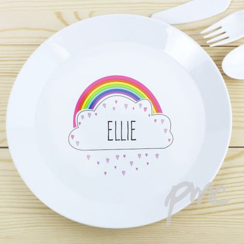 Personalised Rainbow Plastic Plate