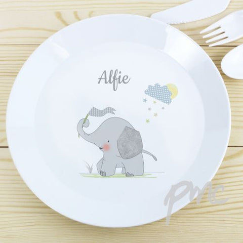 Personalised Hessian Elephant Plastic Plate