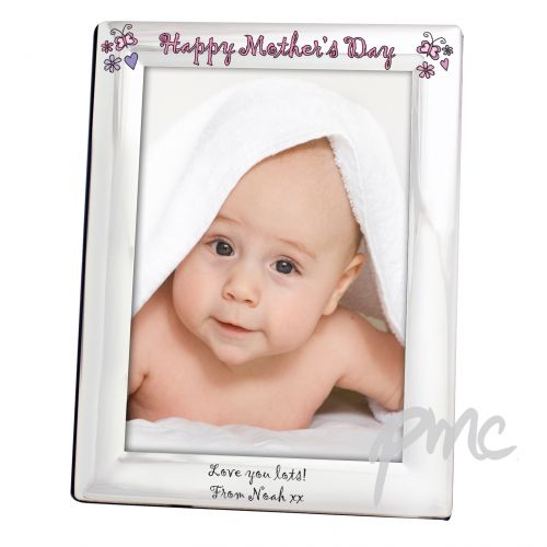 Personalised Flowers and Butterflies Silver 5x7 Photo Frame