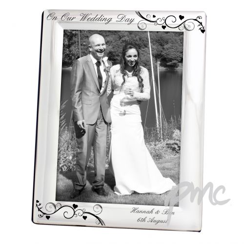 Personalised Silver Plated 5x7 Black Swirl Photo Frame
