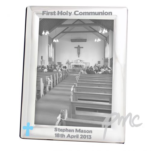 Personalised Blue Cross Silver 5x7 Photo Frame