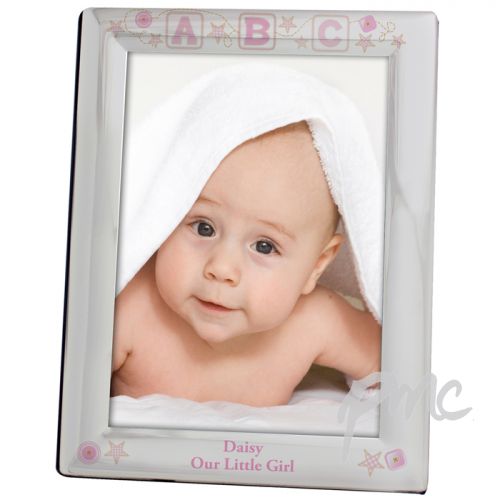 Personalised Pink ABC Silver 5x7 Photo Frame