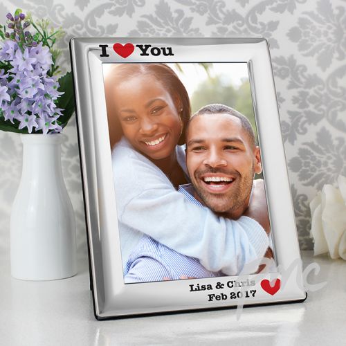 Personalised Silver Plated 5x7 I Heart Photo Frame