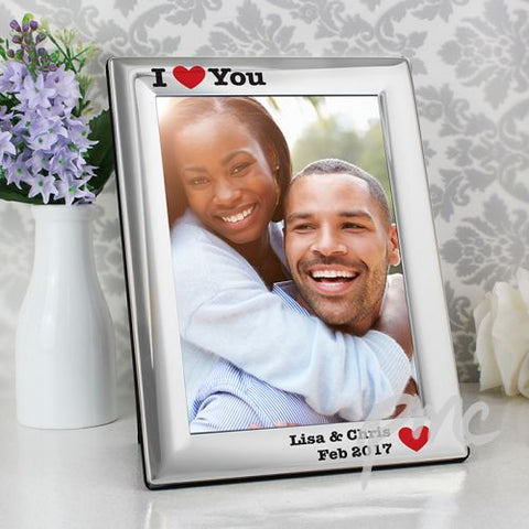Personalised Silver Plated 5x7 I Heart Photo Frame