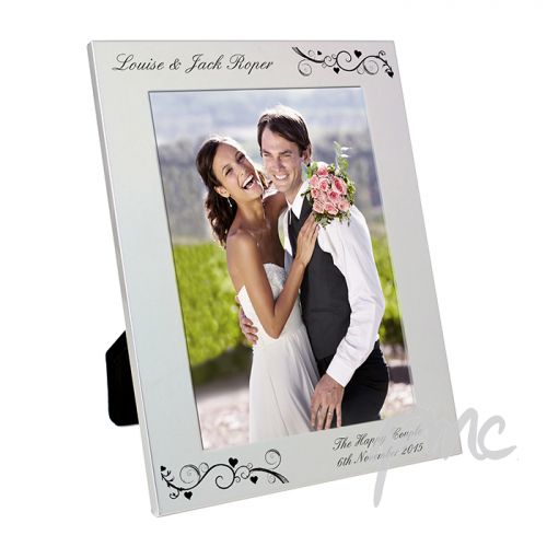 Personalised Silver 5x7 Black Swirl Photo Frame