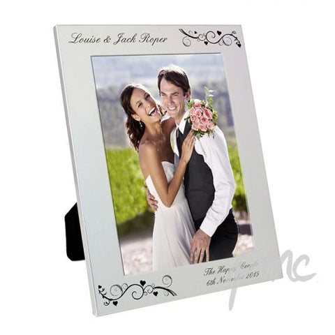 Personalised Silver 5x7 Black Swirl Photo Frame