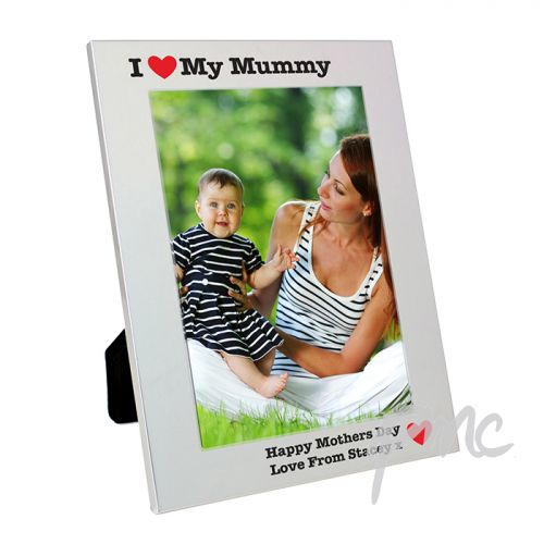 Personalised Silver 5x7 I Heart Photo Frame