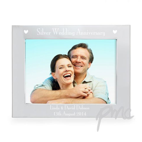 Personalised Silver 7x5 Silver Anniversary Landscape Photo Frame