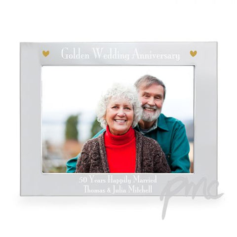 Personalised Silver 7x5 Golden Anniversary Landscape Photo Frame