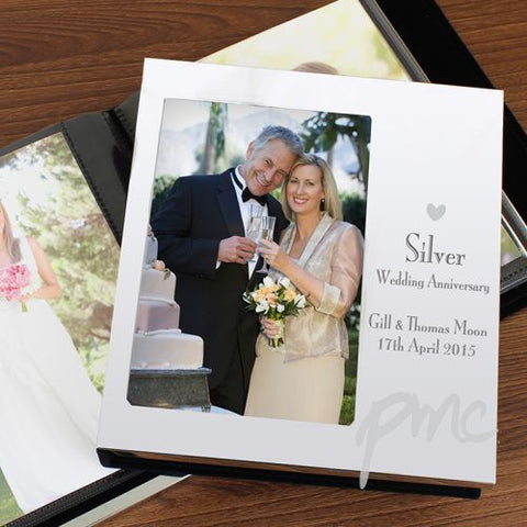 Personalised Decorative Silver Anniversary Photo Frame Album 4x6