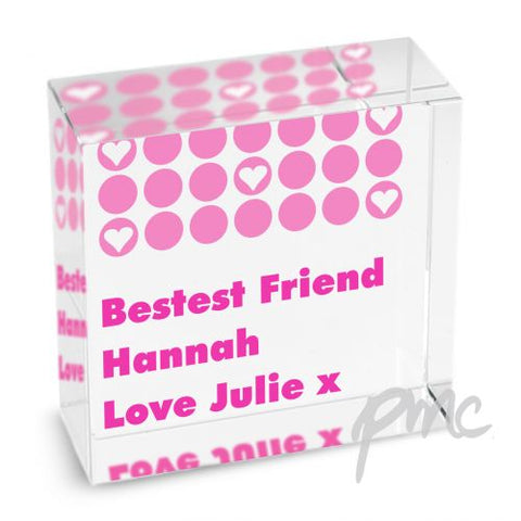 Personalised Spots Pink Medium Crystal Token