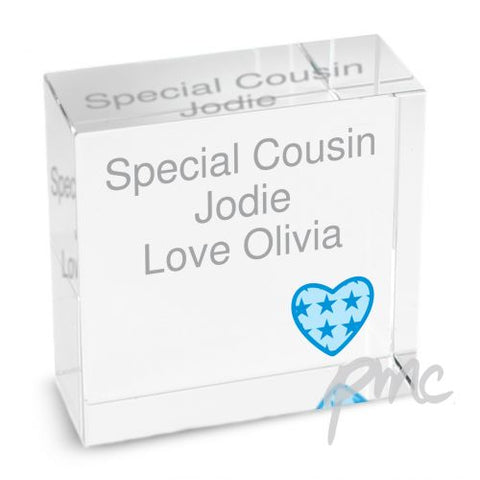 Personalised Heart Blue Medium Crystal Token
