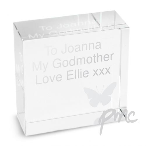 Personalised Butterfly Grey Medium Crystal Token