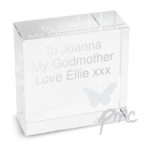 Personalised Butterfly Grey Medium Crystal Token