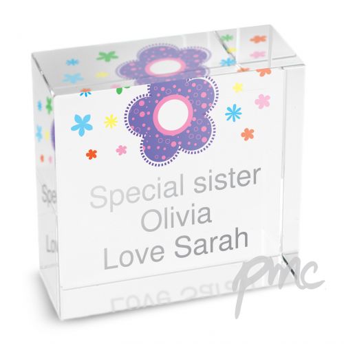 Personalised Floral Medium Crystal Token