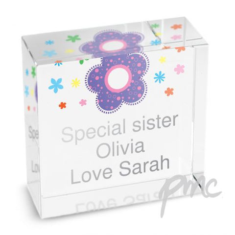 Personalised Floral Medium Crystal Token