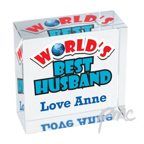 Personalised Blue Worlds Best Medium Crystal Token