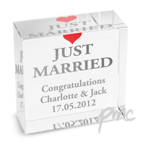 Personalised Just Married Medium Crystal Token