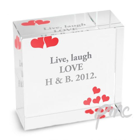 Personalised Red Hearts Medium Crystal Token