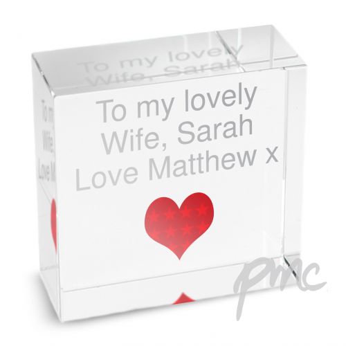 Personalised Red Small Heart Medium Crystal Token