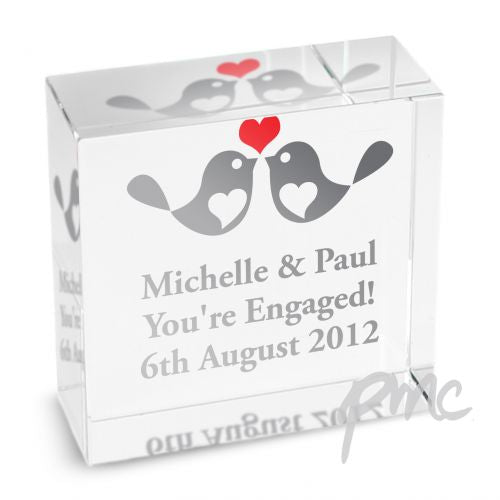 Personalised Love Birds Medium Crystal Token