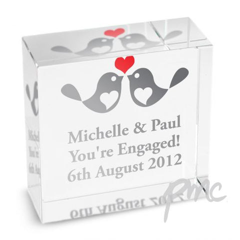 Personalised Love Birds Medium Crystal Token