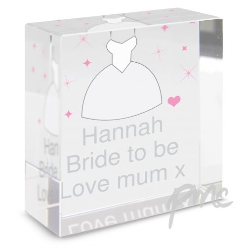 Personalised Wedding Dress Medium Crystal Token