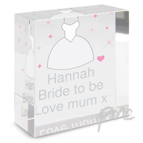 Personalised Wedding Dress Medium Crystal Token