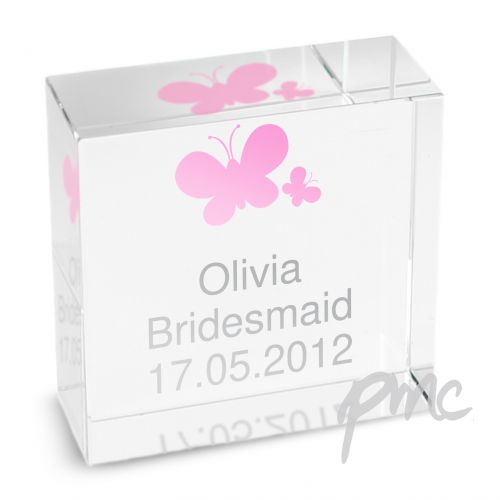 Personalised Pink Butterflies Medium Crystal Token