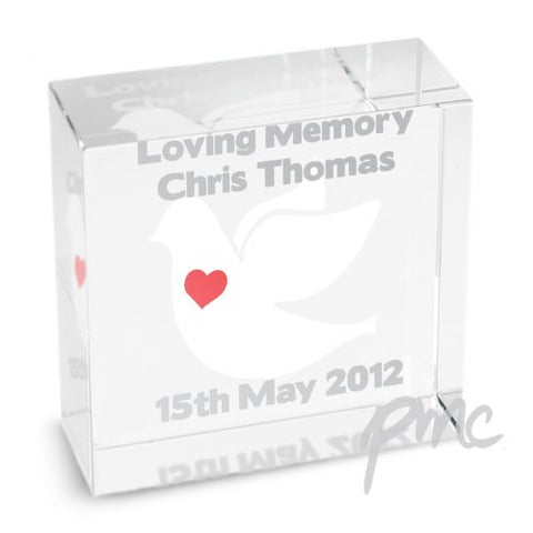 Personalised Dove Medium Crystal Token