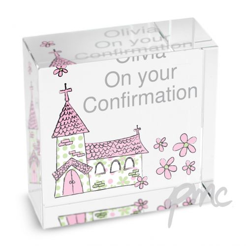 Personalised Pink Church Medium Crystal Token