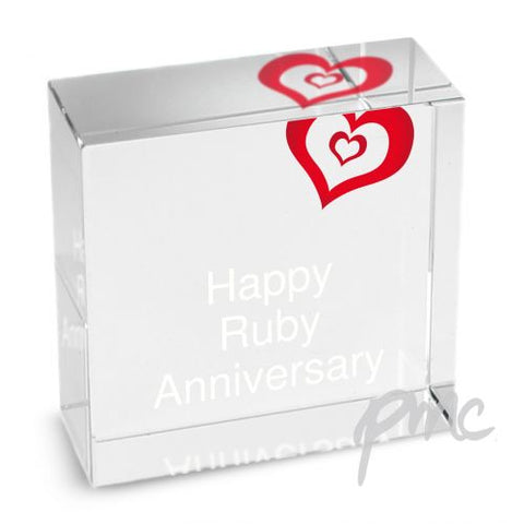 Personalised Ruby Heart Medium Crystal Token