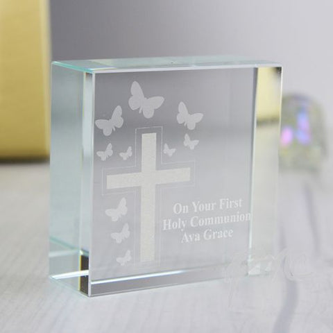 Personalised Cross & Butterfly Medium Crystal Token
