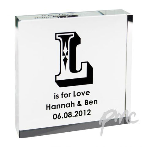 Personalised Initial Black Large Crystal Token