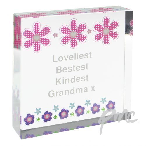Personalised Floral Large Crystal Token