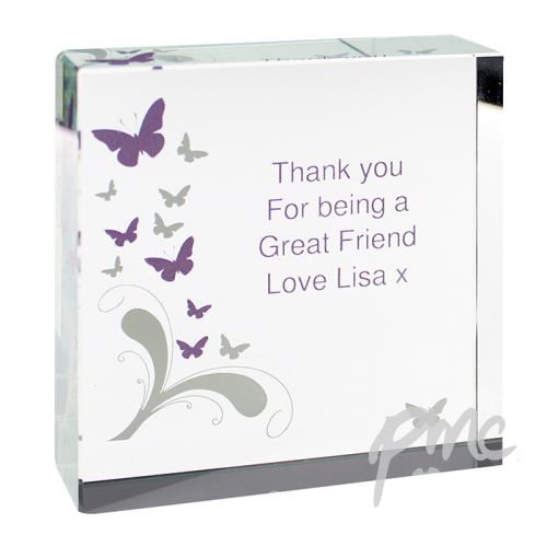 Personalised Butterflies Large Crystal Token