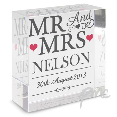 Personalised Mr & Mrs Medium Crystal Token