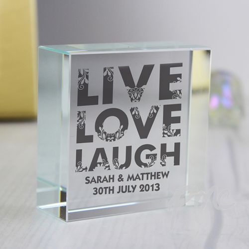 Personalised Live Love Laugh Medium Crystal Token