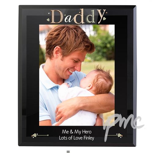 Personalised Daddy Black Glass 5x7 Photo Frame