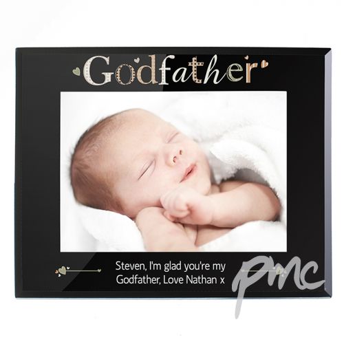 Personalised Godfather Black Glass 7x5 Photo Frame