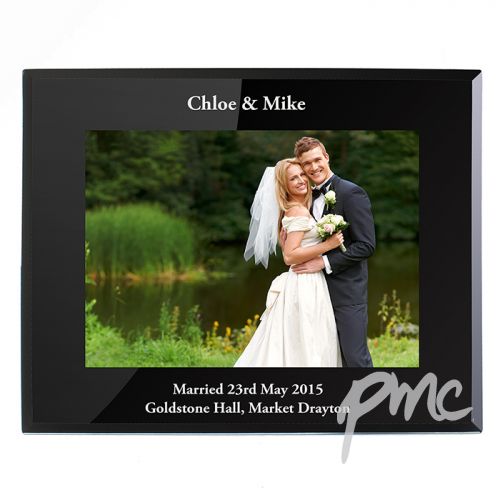 Personalised Landscape Black Glass Photo Frame 7x5