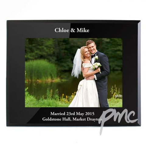 Personalised Landscape Black Glass Photo Frame 7x5