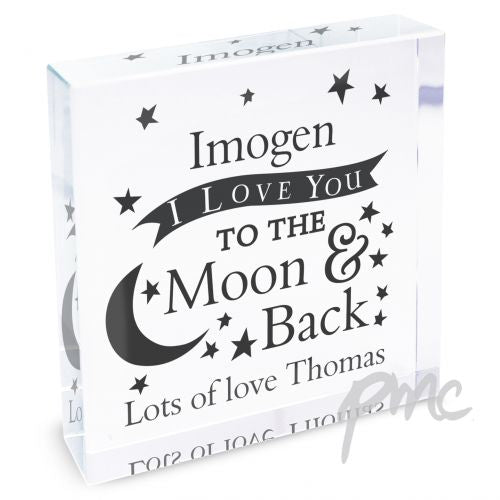 Personalised To the Moon and Back... Large Crystal Token